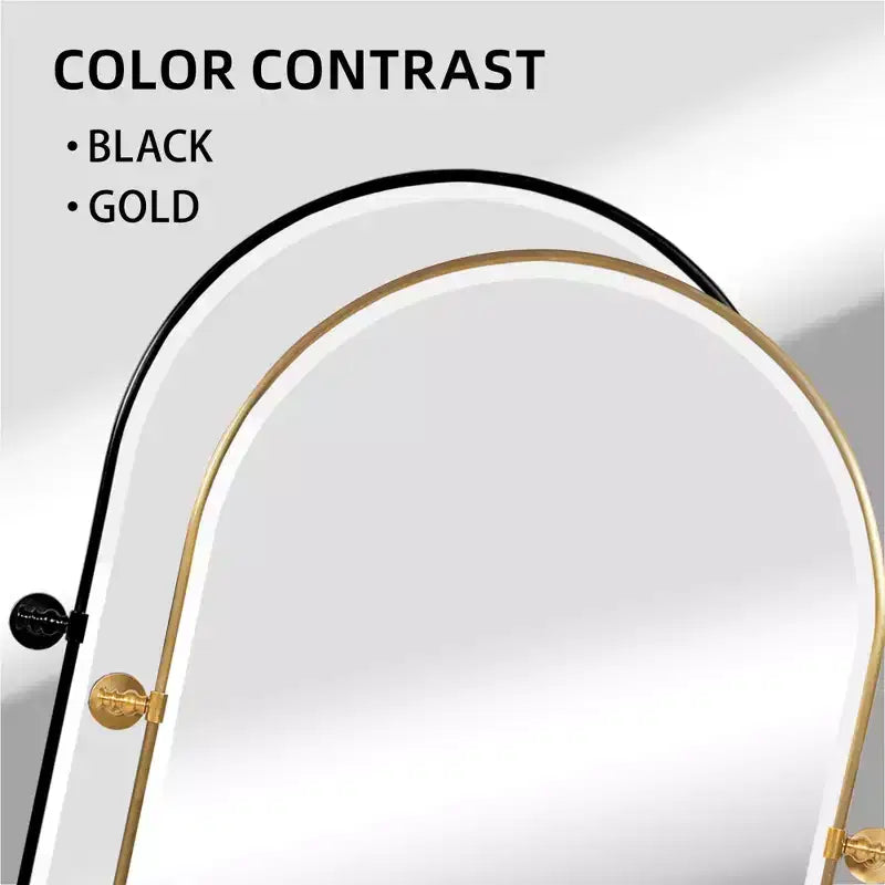 31.50x23.62x1.57in Wrought Iron Rounded Arch Black Metal Hanging Mirror