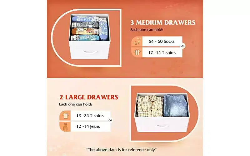 Dresser for Bedroom with 5 Drawers, Long Storage Tower Organizer Unit, Fabric Dresser
