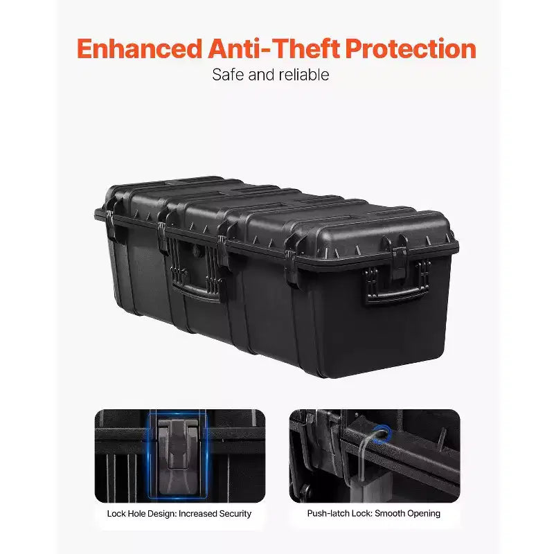 Valise Rigide Étanches, Mallette de Protection Robuste avec Mousse Prédécoupée et Poignées Rétractables pour Voyage, Chasse, Militaire, Noir