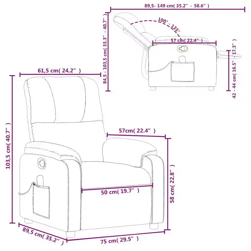 Massage Recliner Chair - Brown Microfiber Manual Reclining Armchair with Vibration Massage & Side Pocket for Living Room, Lounge
