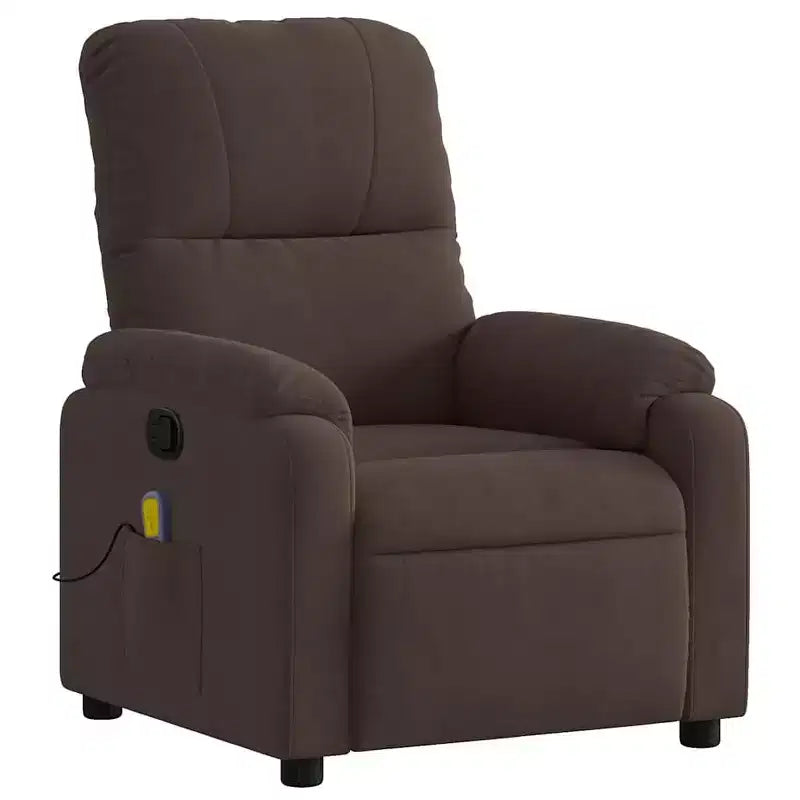 Massage Recliner Chair - Brown Microfiber Manual Reclining Armchair with Vibration Massage & Side Pocket for Living Room, Lounge