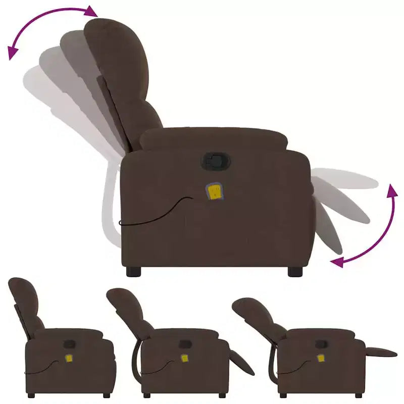 Massage Recliner Chair - Brown Microfiber Manual Reclining Armchair with Vibration Massage & Side Pocket for Living Room, Lounge