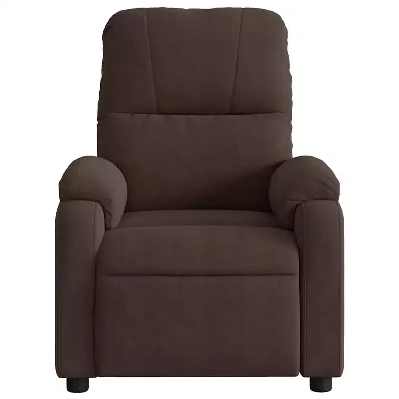 Massage Recliner Chair - Brown Microfiber Manual Reclining Armchair with Vibration Massage & Side Pocket for Living Room, Lounge