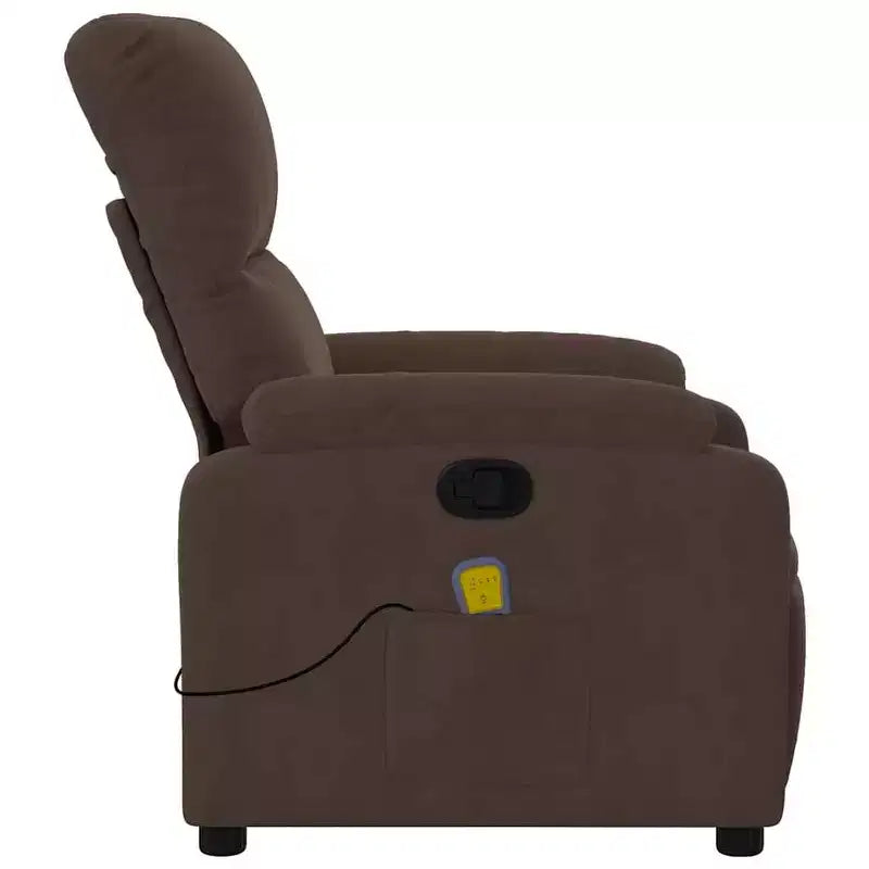 Massage Recliner Chair - Brown Microfiber Manual Reclining Armchair with Vibration Massage & Side Pocket for Living Room, Lounge