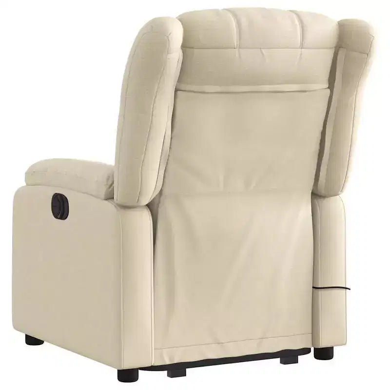 Electric Power Lift Massage Recliner Chair - Cream Fabric, Motorized Adjustments, Vibration Massage, Comfort Design for Elderly
