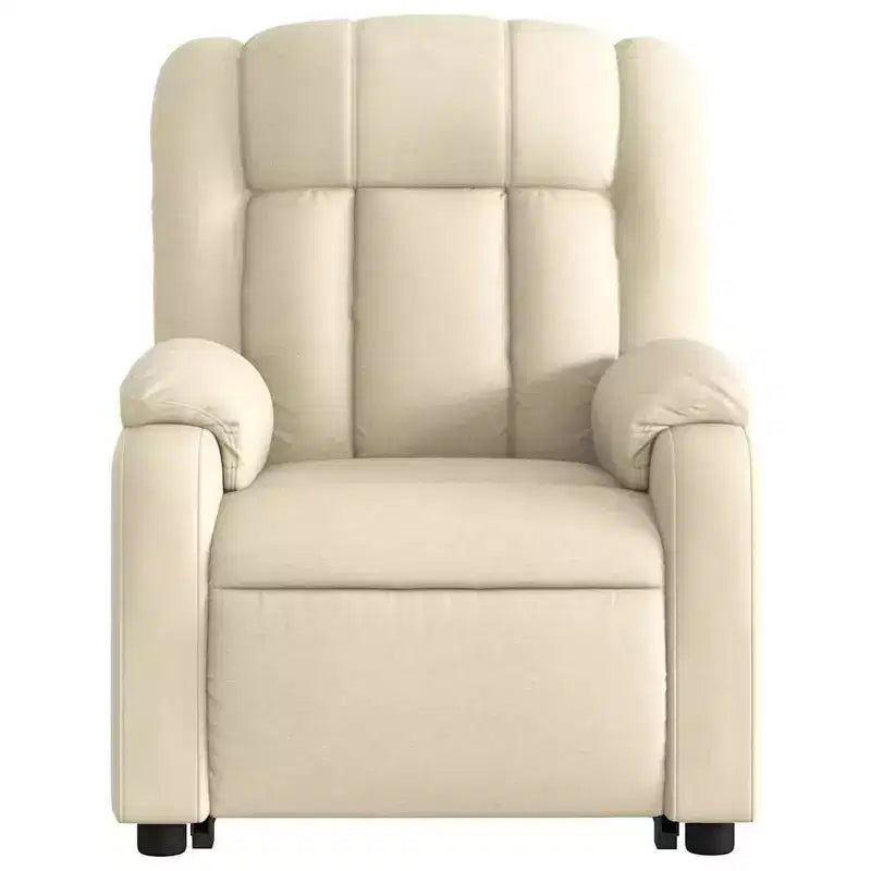 Electric Power Lift Massage Recliner Chair - Cream Fabric, Motorized Adjustments, Vibration Massage, Comfort Design for Elderly