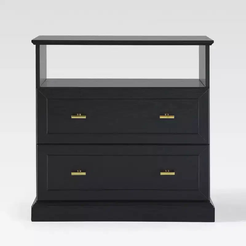Modern Farmhouse Nightstand with Open Shelf for Bedroom Storage