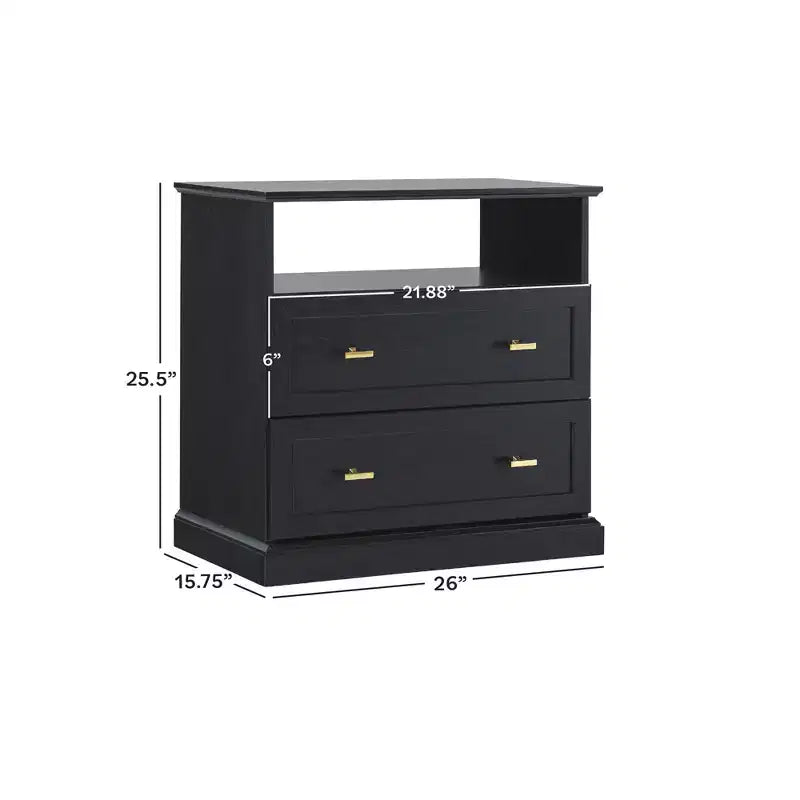 Modern Farmhouse Nightstand with Open Shelf for Bedroom Storage