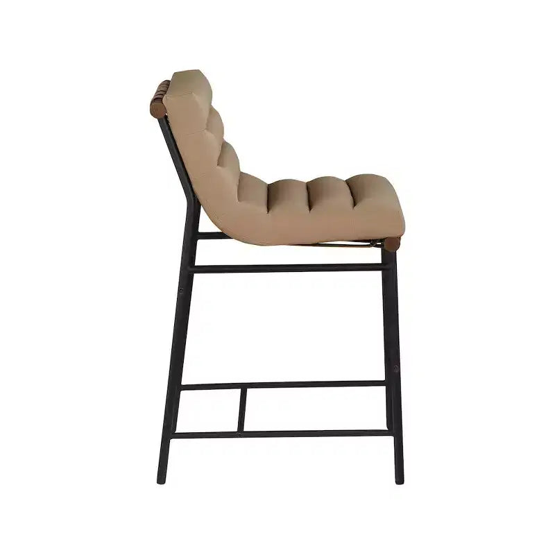 Tan Vegan Leather Counter Stool