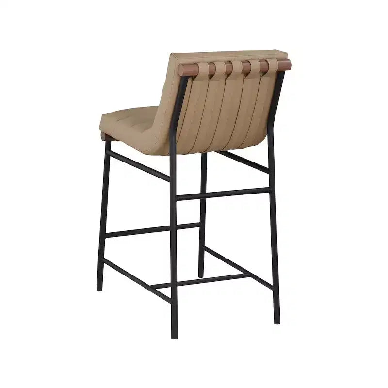 Tan Vegan Leather Counter Stool