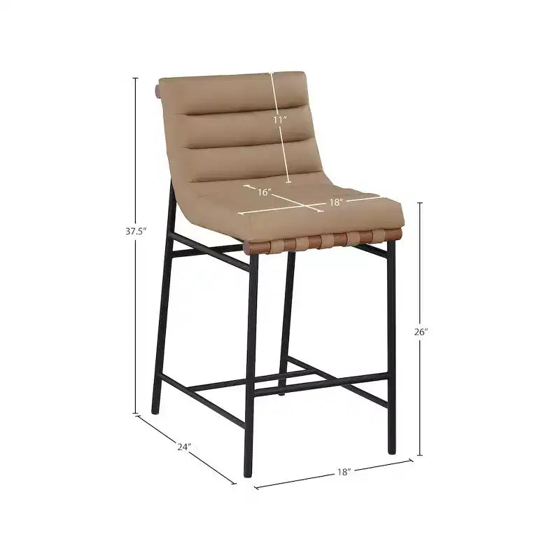 Tan Vegan Leather Counter Stool