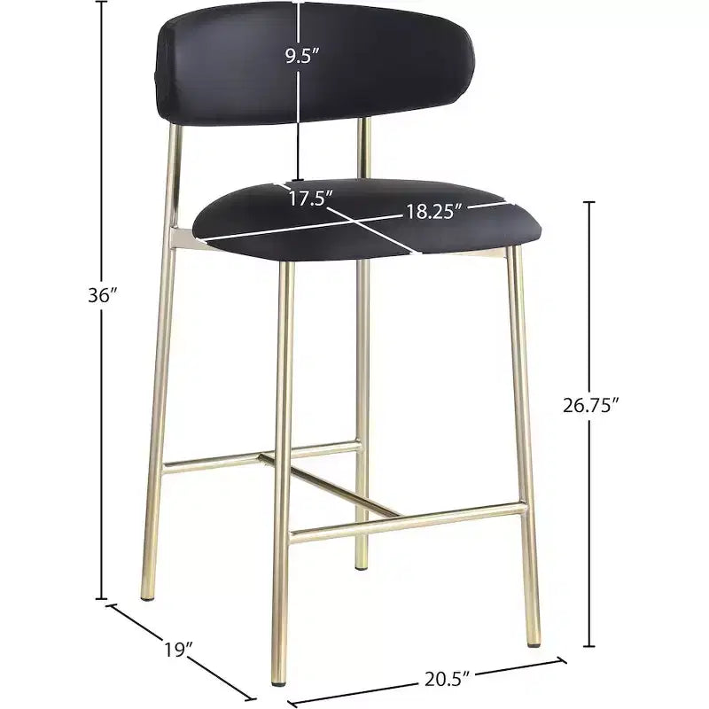 Black Vegan Leather Counter Stool
