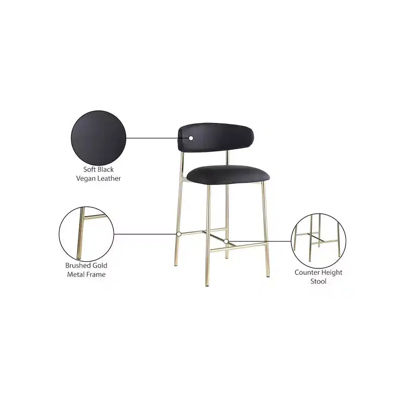 Black Vegan Leather Counter Stool