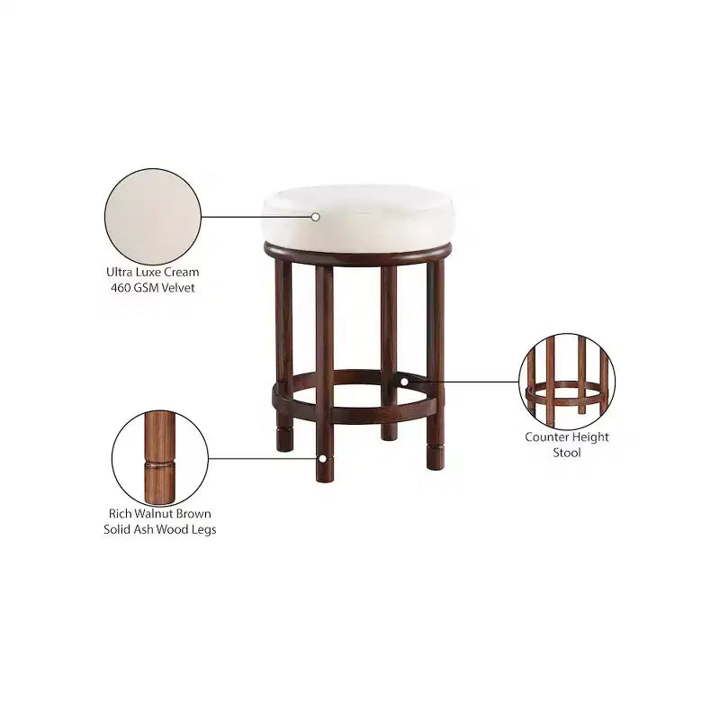 Cream Velvet Counter Stool