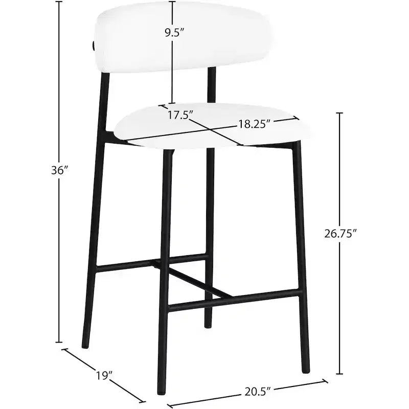 White Vegan Leather Counter Stool