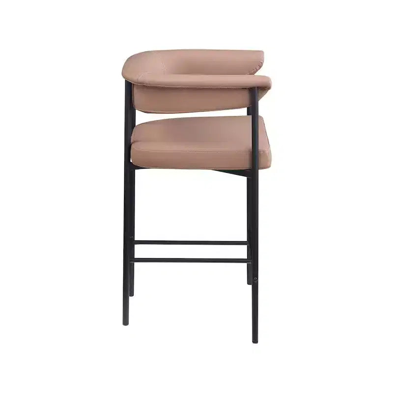 Tan Vegan Leather Counter Stool