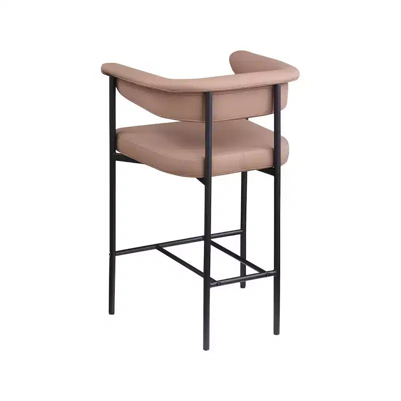 Tan Vegan Leather Counter Stool