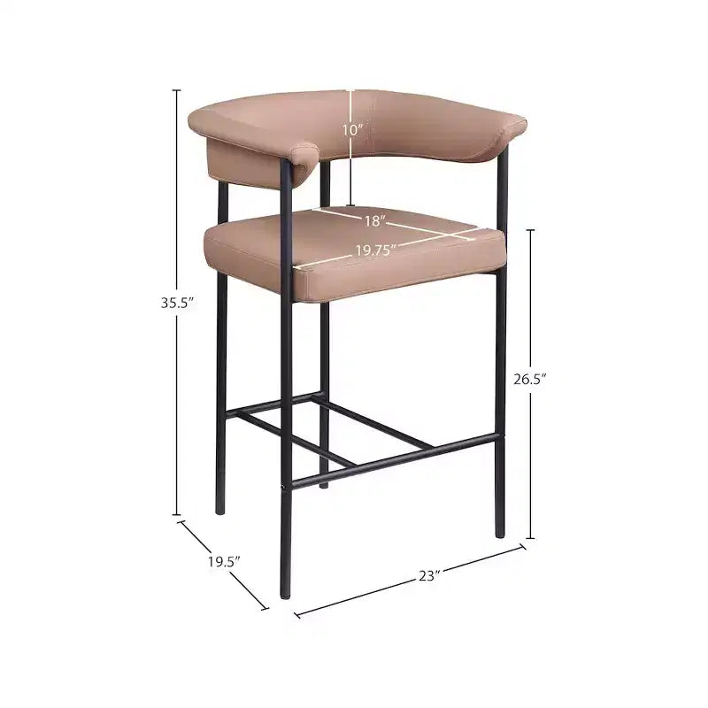 Tan Vegan Leather Counter Stool