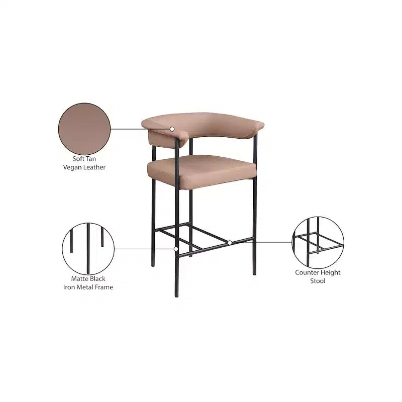 Tan Vegan Leather Counter Stool