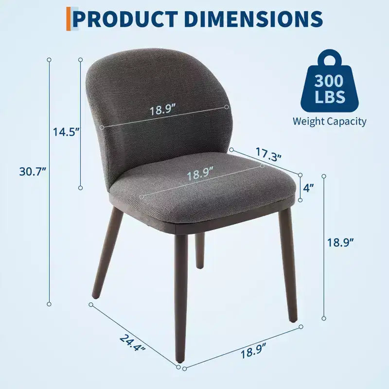 Modern Dining Chair, Upholstered with Wood Legs, Ergonomic Back Support, 265Lbs Capacity for Kitchen Dining Room Restaurant