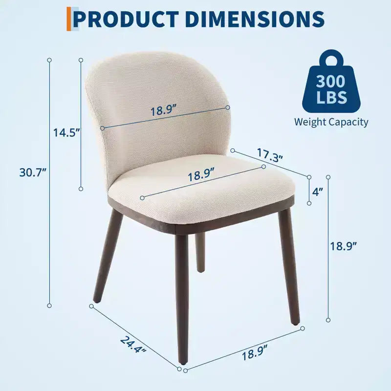 Modern Dining Chair, Upholstered with Wood Legs, Ergonomic Back Support, 265Lbs Capacity for Kitchen Dining Room Restaurant