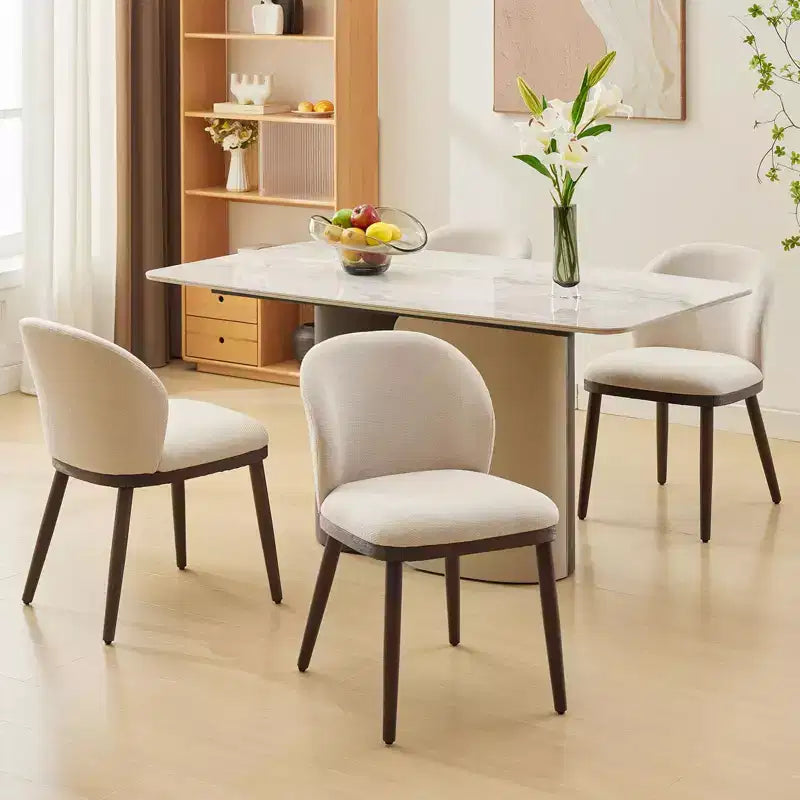 Modern Dining Chair, Upholstered with Wood Legs, Ergonomic Back Support, 265Lbs Capacity for Kitchen Dining Room Restaurant