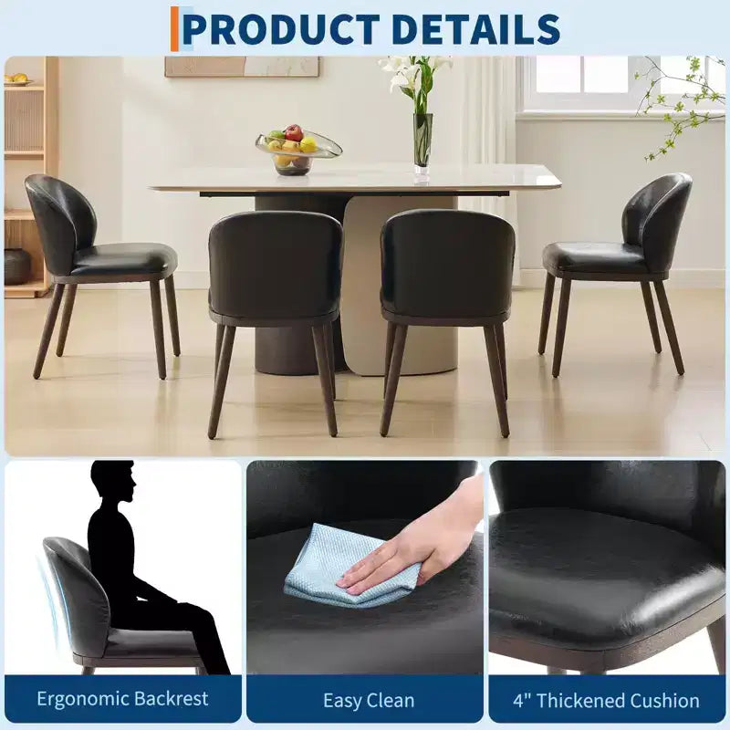 Modern Dining Chair, Upholstered with Wood Legs, Ergonomic Back Support, 265Lbs Capacity for Kitchen Dining Room Restaurant