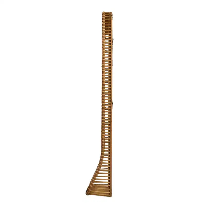Handwoven Rattan and Bamboo Rectangular Wall Mirror with Shelf, Natural