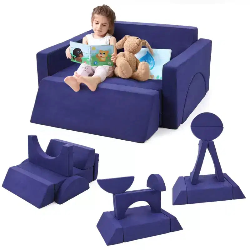 Kids Play Couch, Convertible Toddler Sofa for Playroom, Nursery, Creative Play