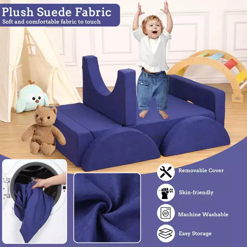 Kids Play Couch, Convertible Toddler Sofa for Playroom, Nursery, Creative Play