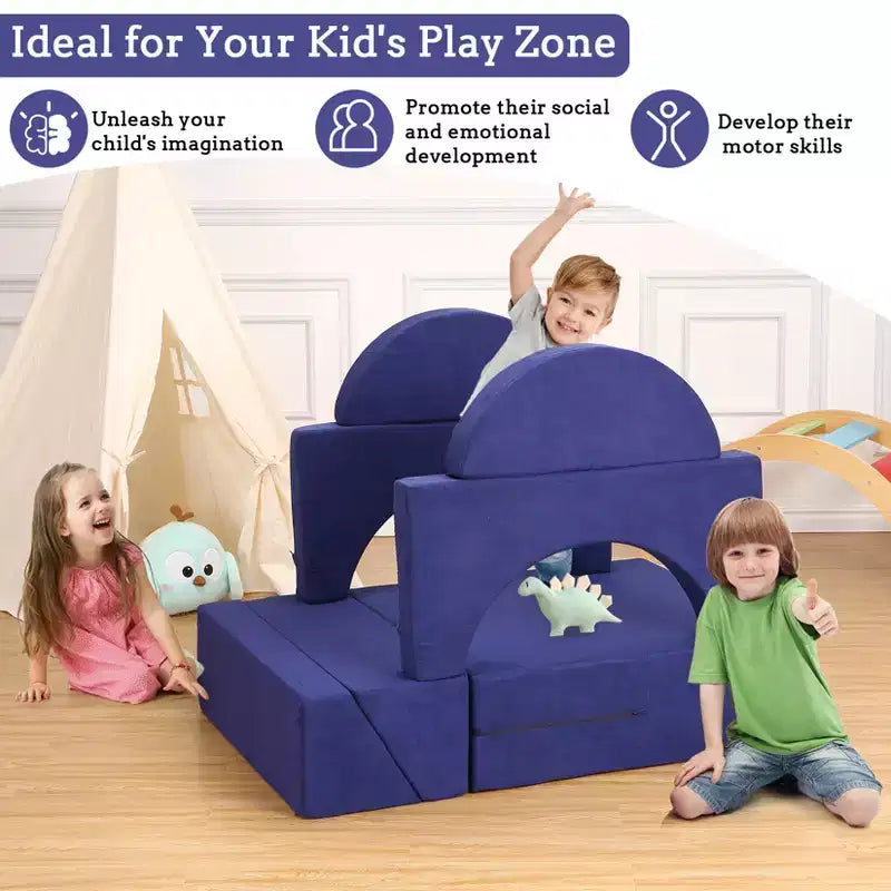 Kids Play Couch, Convertible Toddler Sofa for Playroom, Nursery, Creative Play