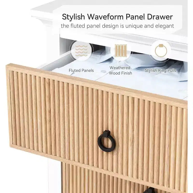 Dresser for Bedroom, 6 Drawer Double Dresser Fluted Drawers Panel, Wide Modern Chest of Drawers with Deep Drawers, Dresser TV Stand