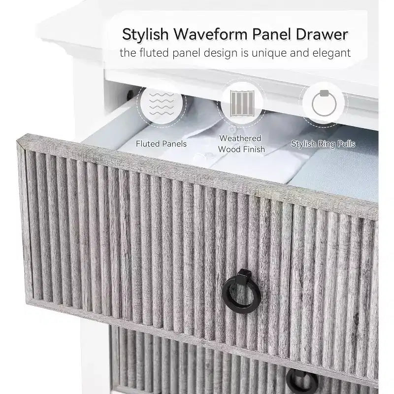 Dresser for Bedroom, 6 Drawer Double Dresser Fluted Drawers Panel, Wide Modern Chest of Drawers with Deep Drawers, Dresser TV Stand