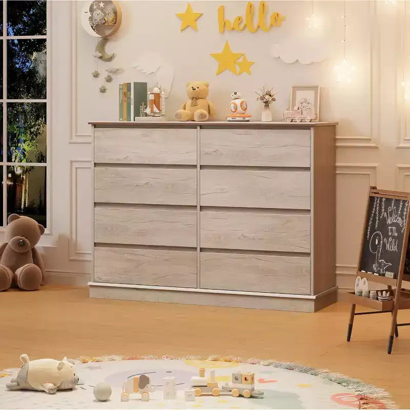 8 Drawer Dressers for Bedroom, Chest of Drawers with Deep Drawers, Large Double Dresser for Closet with Wide Top