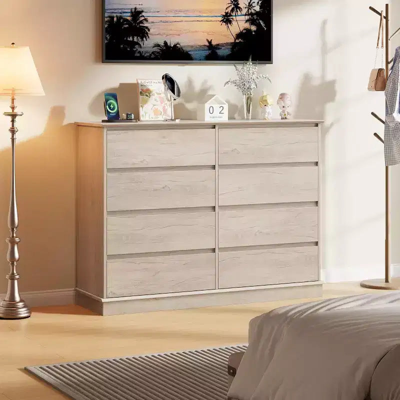 8 Drawer Dressers for Bedroom, Chest of Drawers with Deep Drawers, Large Double Dresser for Closet with Wide Top