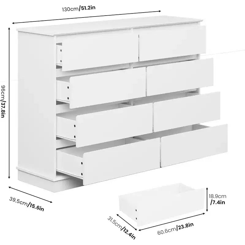 8 Drawer Dressers for Bedroom, Chest of Drawers with Deep Drawers, Large Double Dresser for Closet with Wide Top