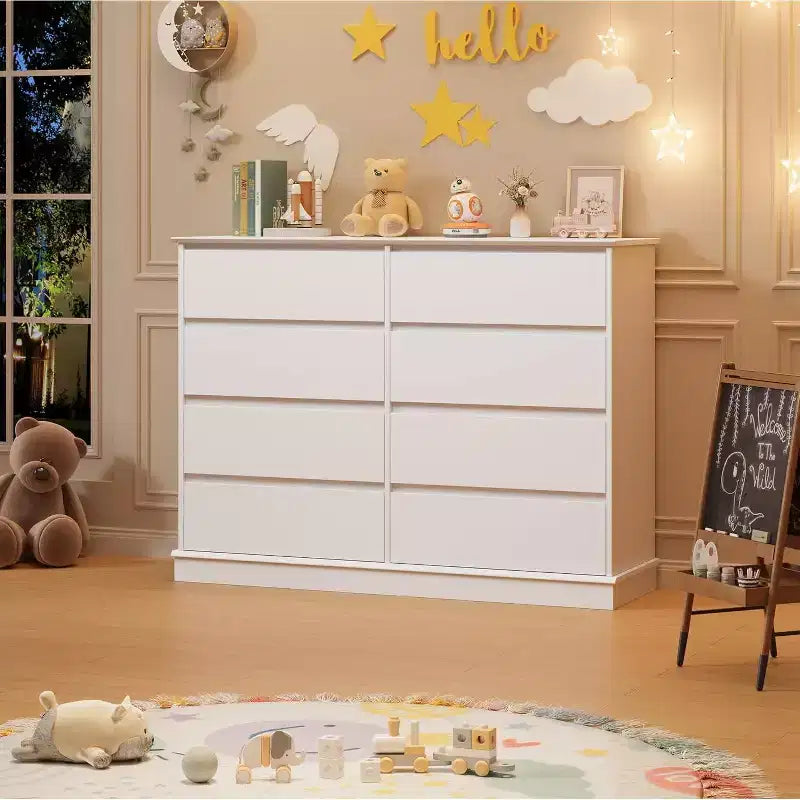 8 Drawer Dressers for Bedroom, Chest of Drawers with Deep Drawers, Large Double Dresser for Closet with Wide Top