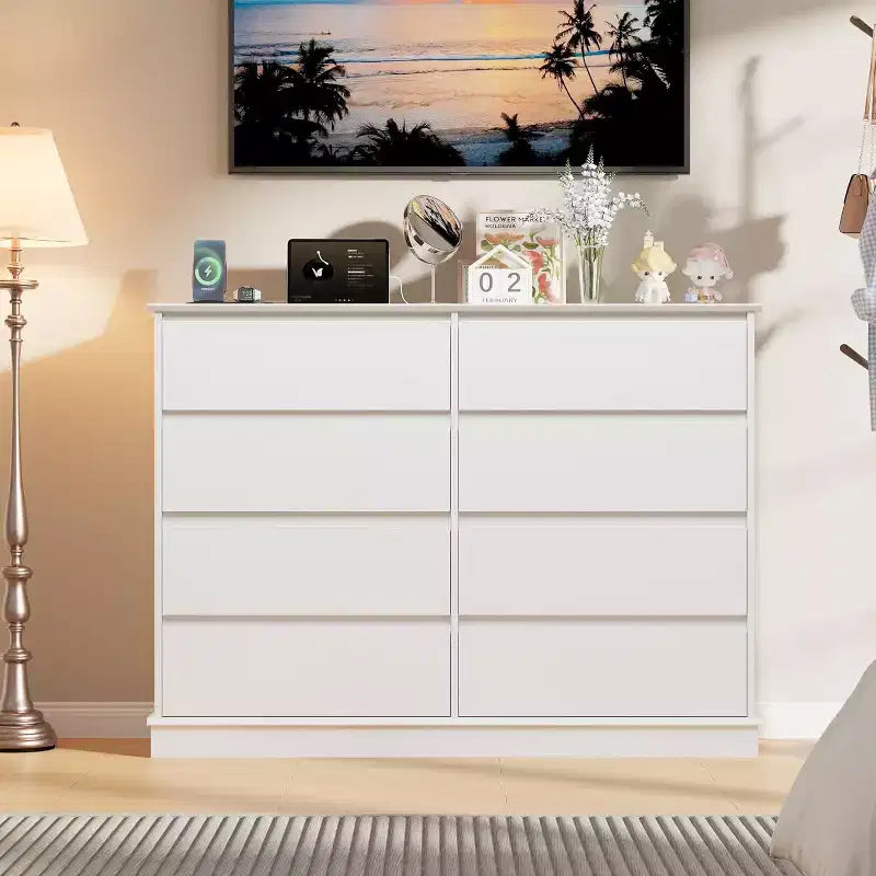 8 Drawer Dressers for Bedroom, Chest of Drawers with Deep Drawers, Large Double Dresser for Closet with Wide Top
