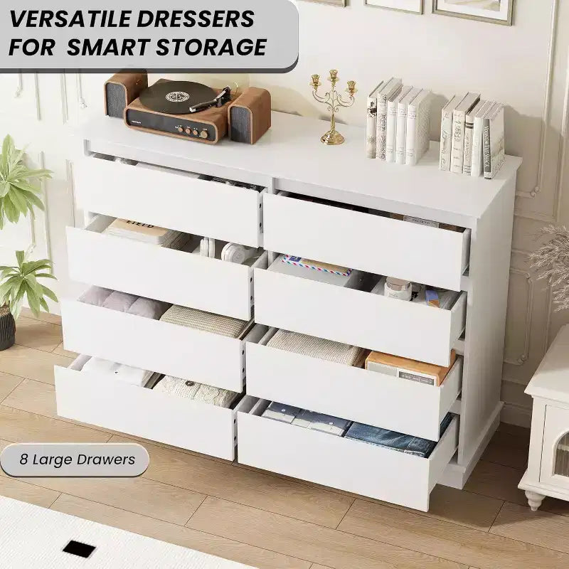 8 Drawer Dressers for Bedroom, Chest of Drawers with Deep Drawers, Large Double Dresser for Closet with Wide Top