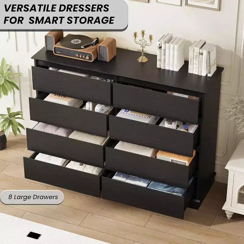 8 Drawer Dressers for Bedroom, Chest of Drawers with Deep Drawers, Large Double Dresser for Closet with Wide Top
