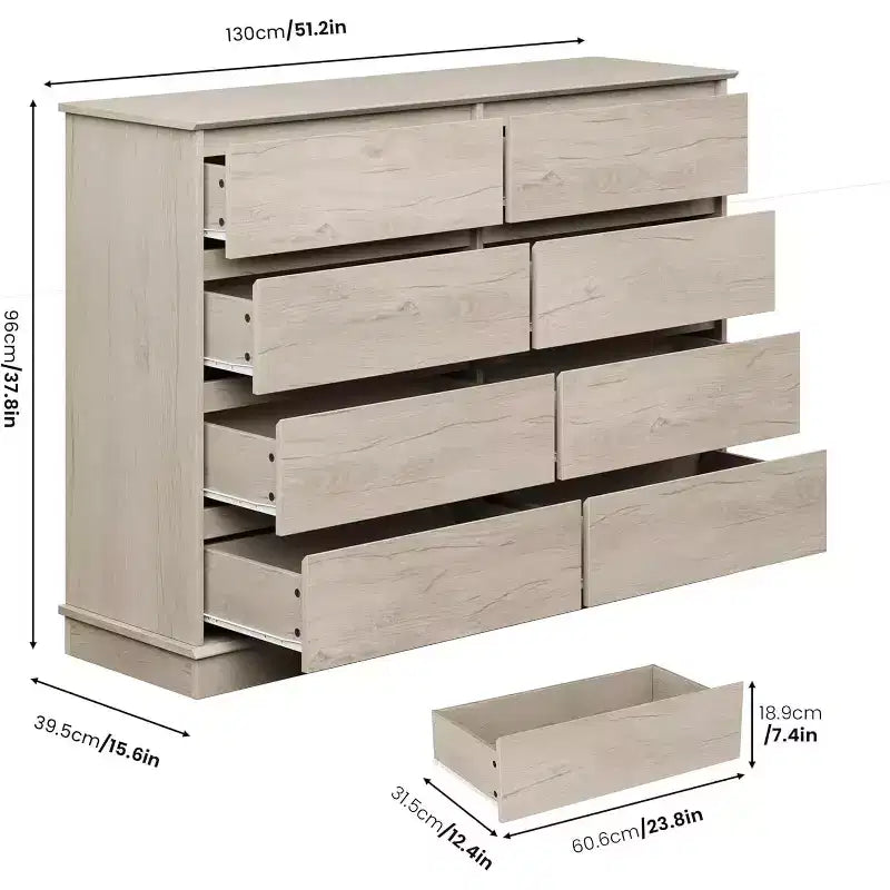 8 Drawer Dressers for Bedroom, Chest of Drawers with Deep Drawers, Large Double Dresser for Closet with Wide Top