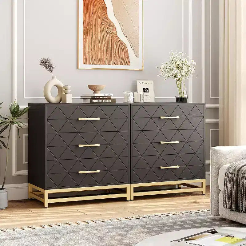 3 Drawer Dresser, Chest of Drawers for Bedroom, Metal Handles and Legs, for Bedroom, Living Room, Entryway, Space Saving