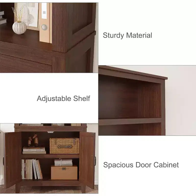 2/3 Flip Door Hidden Rattan Shoe Cabinet with Drawer, Black + Oak Narrow Freestanding Wooden Shoe Storage Rack for Entryway, 38.98 Wide