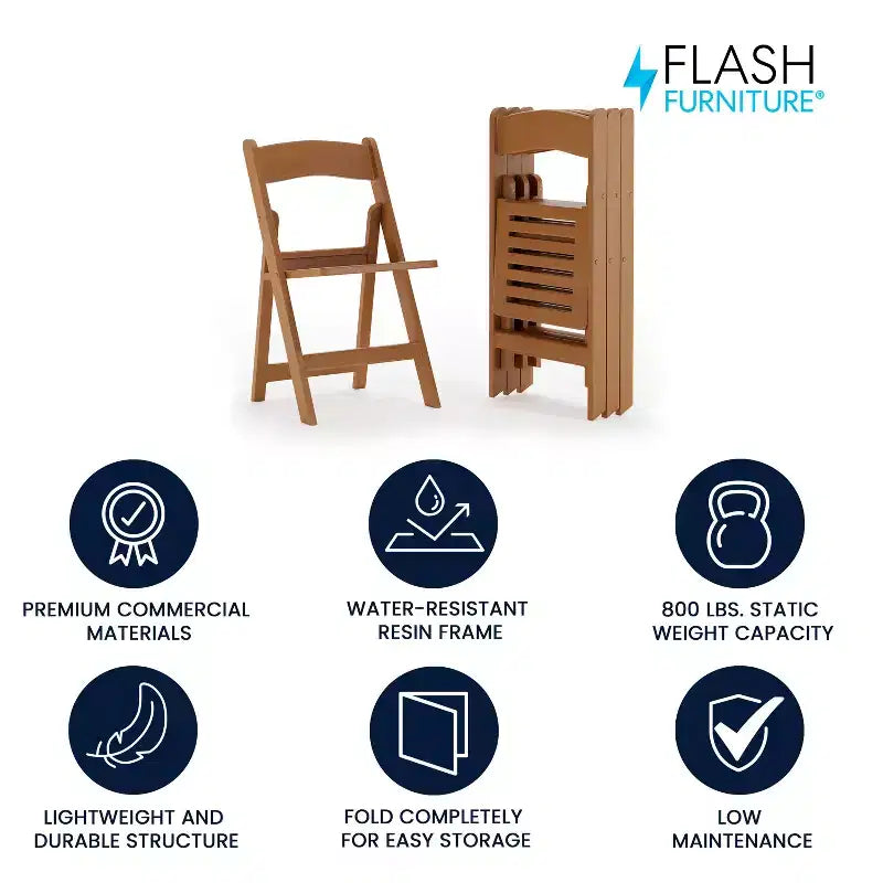 800 lb. Capacity Resin Folding Chair with Slatted Seat