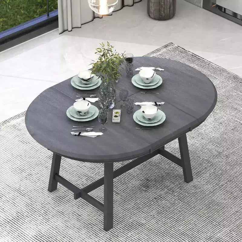 Round Extendable Wood Dining Table