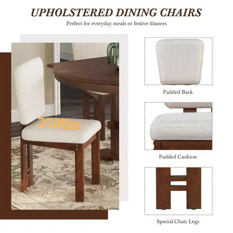Table de salle à manger extensible pour 6 personnes, table de salle à manger de cuisine traditionnelle, expresso
