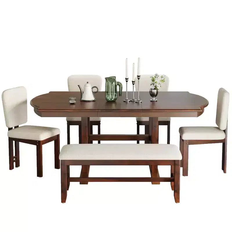 Table de salle à manger extensible pour 6 personnes, table de salle à manger de cuisine traditionnelle, expresso
