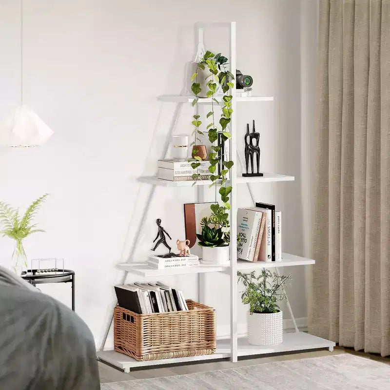 Sailboat Shaped Bookshelf, Book Shelf, 4-Tier Ladder Design, Sturdy Free-Standing Storage Shelves, Space Saving