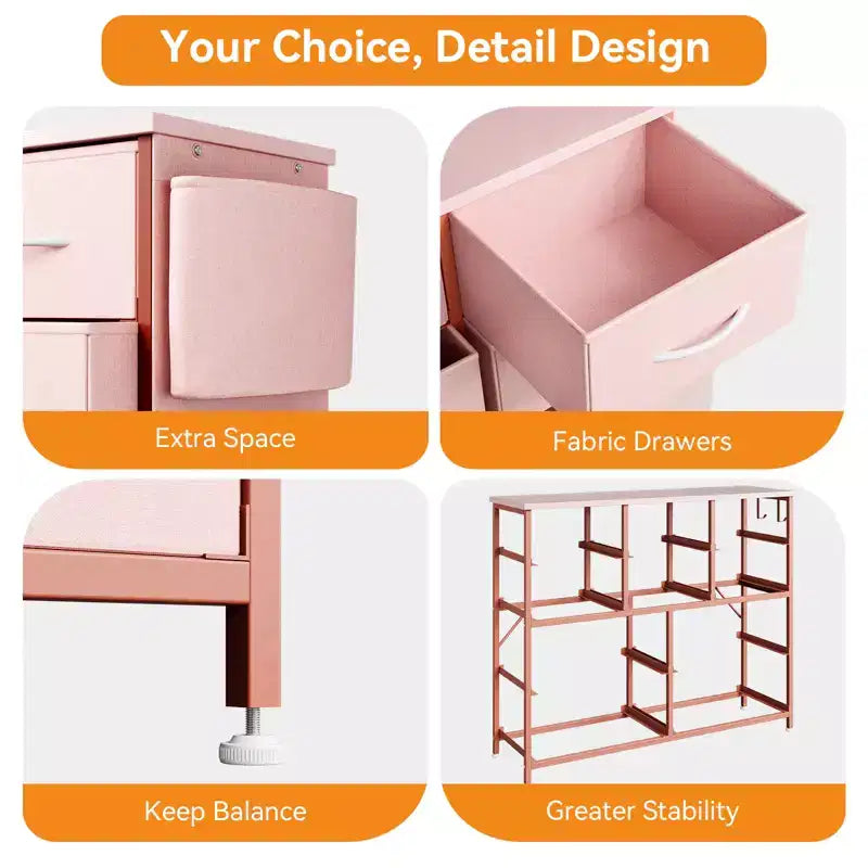 10 Drawers Dresser for Bedroom, Dresser & Chest of Drawers with Fabric Bins, Chests of Drawers Organizer for Closet Hallway Living Room