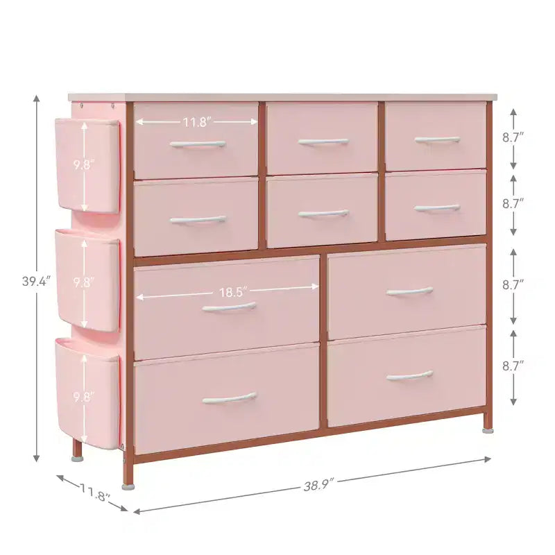 10 Drawers Dresser for Bedroom, Dresser & Chest of Drawers with Fabric Bins, Chests of Drawers Organizer for Closet Hallway Living Room